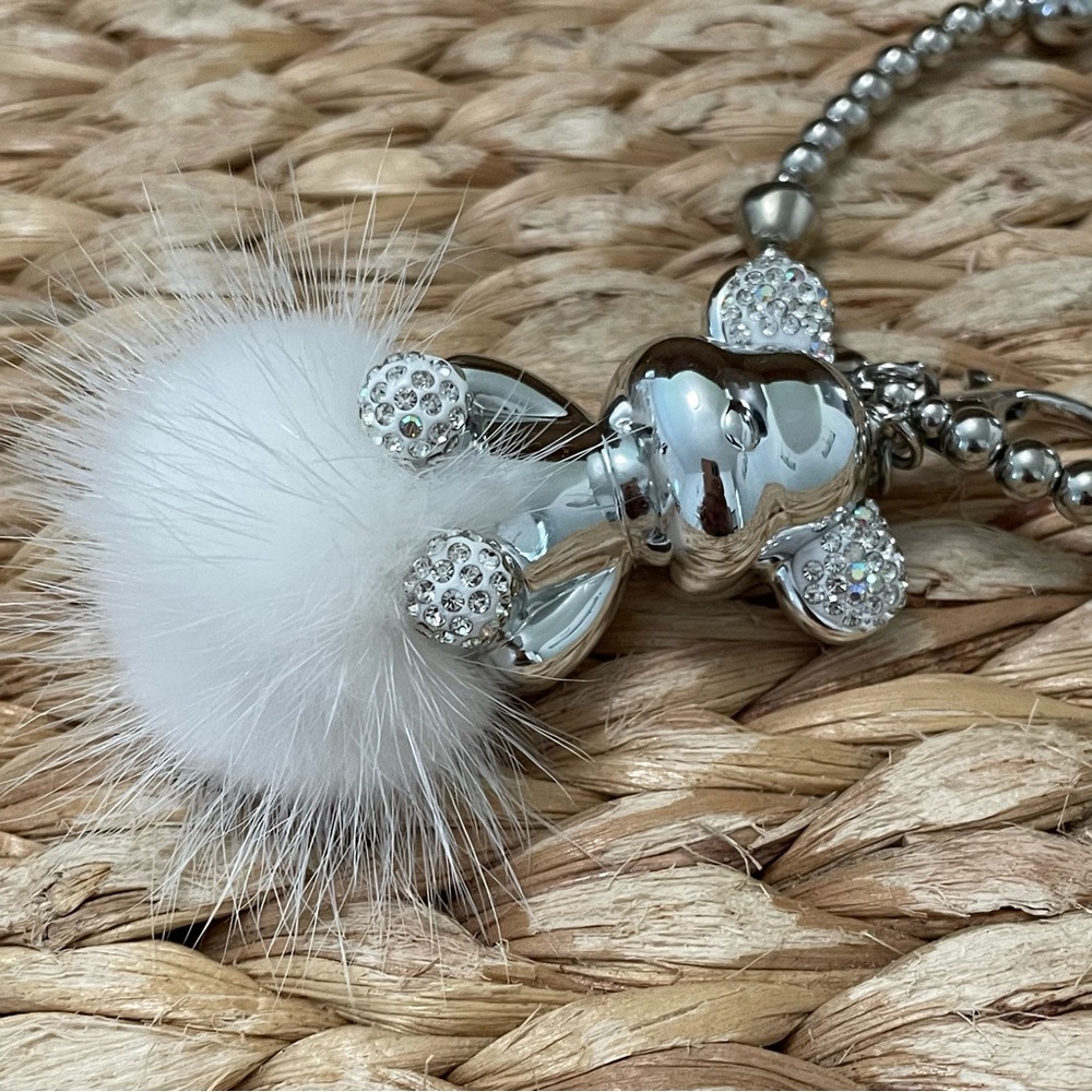 Bear Bling Bag Charm and Keychain for Purse Silver